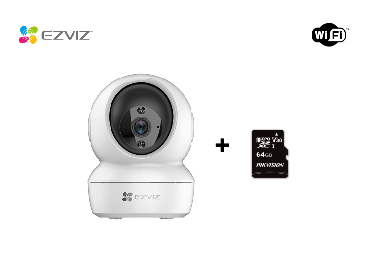 CÁMARA SEGURIDAD EZVIZ H6C - 64SD WIFI H6C 2K 360º INTERIORES + MICRO SD 64 GB HASTA 256 GB - 1