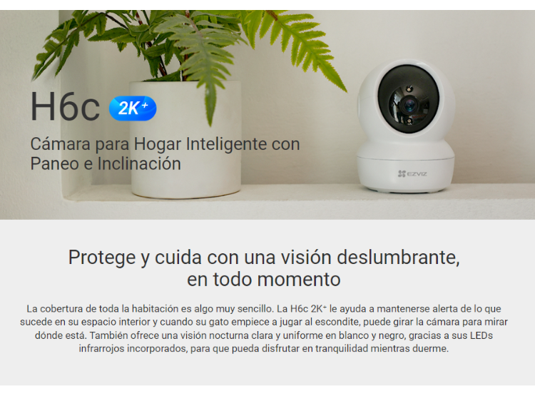 CÁMARA SEGURIDAD EZVIZ H6C - 64SD WIFI H6C 2K 360º INTERIORES + MICRO SD 64 GB HASTA 256 GB - 2