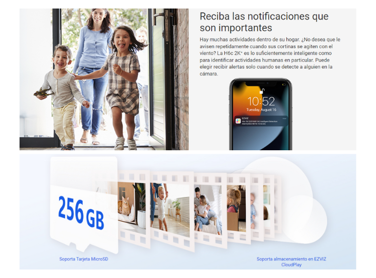 CÁMARA SEGURIDAD EZVIZ H6C - 64SD WIFI H6C 2K 360º INTERIORES + MICRO SD 64 GB HASTA 256 GB - 4