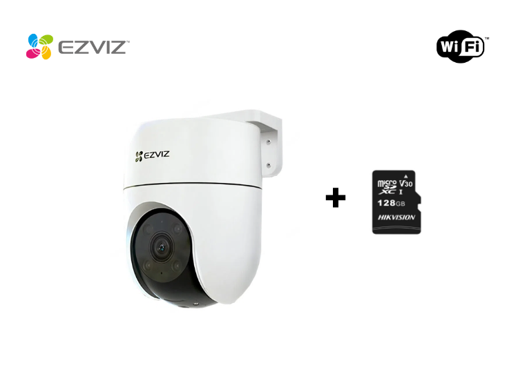 CÁMARA SEGURIDAD EZVIZ INALÁMBRICA WIFI PT H8C EXTERIORES FULL HD + MICROSD 128GB - 1