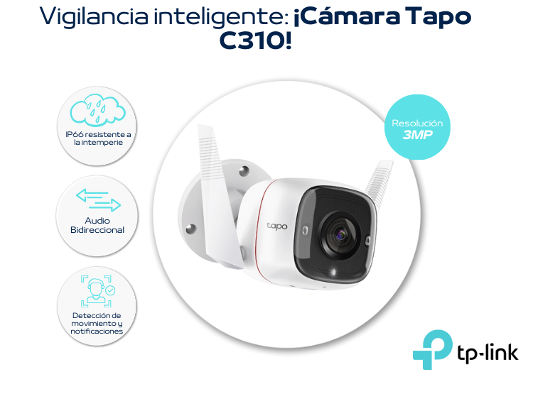CÁMARA TP-LINK TAPO C310 INALÁMBRICA WIFI EXTERIOR 2K TAPO 310 ALMACENAMIENTO HASTA 128 GB - 1