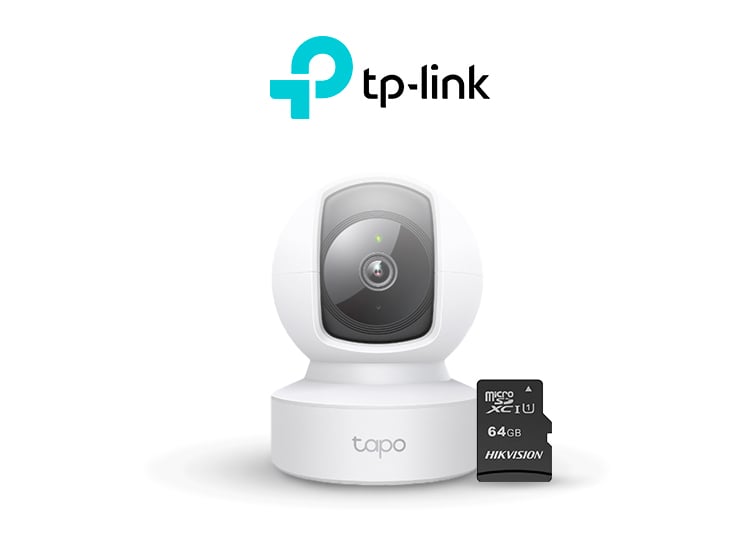 CÁMARA DE SEGURIDAD  WI-FI DE 360º PARA INTERIORES CON RESOLUCIÒN 2K TAPO  C212 TPLINK + MICRO SD 64GB - 1