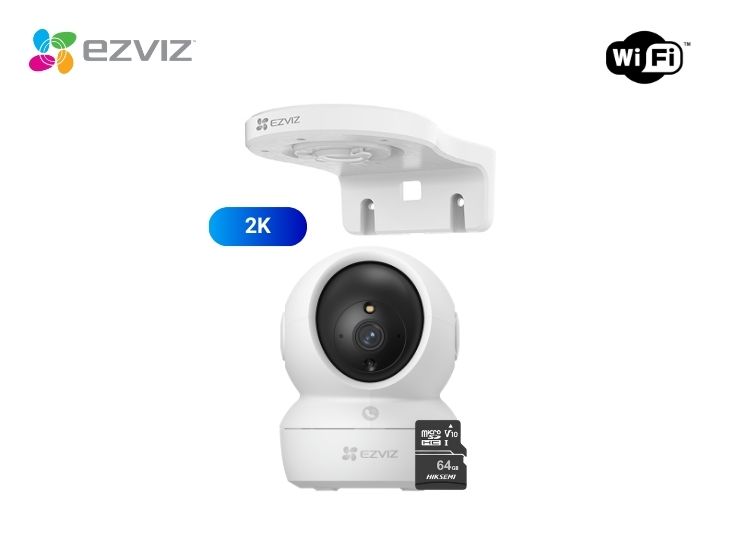 CÁMARA DE SEGURIDAD WIFI H6C 2K 3MP + SOPORTE DE MONTAJE + MICRO SD 64GB PARA INTERIORES EZVIZ - 1