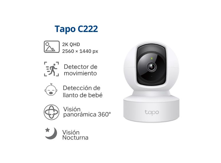 CÁMARA SEGURIDAD TP-LINK TAPO C222 2K QHD + MICRO SD 128GB PARA INTERIORES CON AUDIO BIDIRECCIONAL - 2