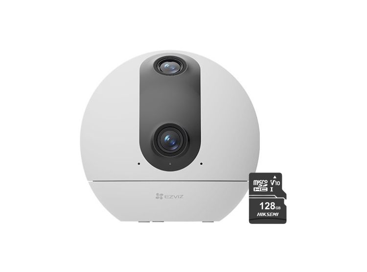 CÁMARA SEGURIDAD EZVOZ C60P DUAL 2K 3MP + MICRO SD 128GB WIFI VISIÓN 360 CON BOTON LLAMADA - 1