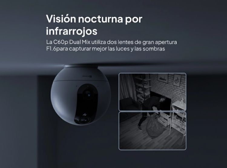 CÁMARA SEGURIDAD EZVOZ C60P DUAL 2K 3MP + MICRO SD 128GB WIFI VISIÓN 360 CON BOTON LLAMADA - 5