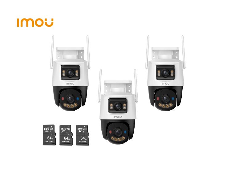 KIT DE 3 CÁMARA SEGURIDAD IMOU WI-FI CRUISER DUAL 3MP + 5MP + MICRO SD 64GB 360° NOCHE COLOR - 1