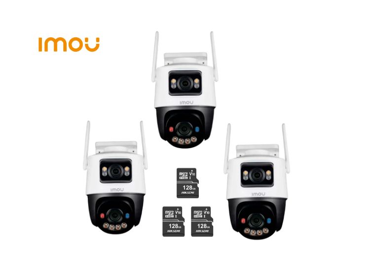 KIT DE 3 CÁMARA SEGURIDAD IMOU WI-FI CRUISER DUAL 5MP + 5MP + MICRO SD 128GB 360° NOCHE COLOR - 1