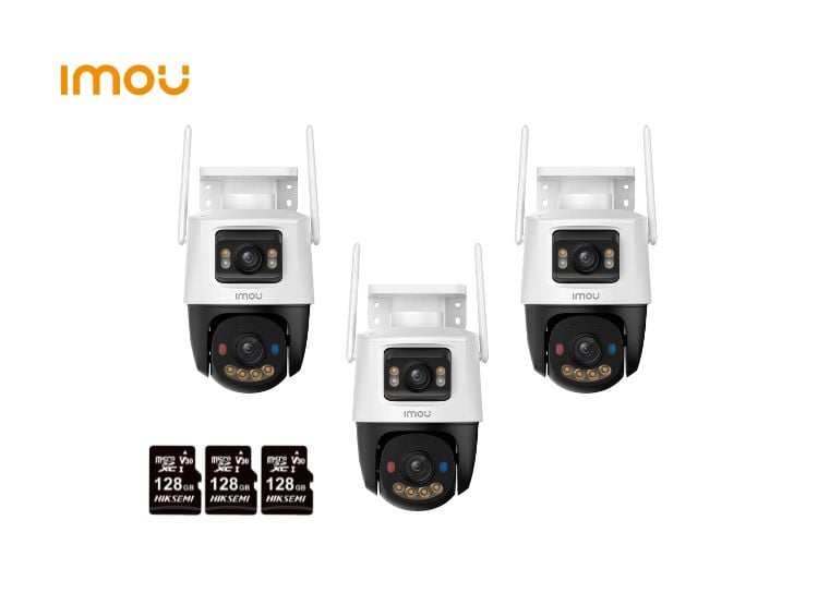 KIT DE 3 CÁMARA SEGURIDAD IMOU WI-FI CRUISER DUAL 3MP + 5MP + MICRO SD 128GB 360° NOCHE COLOR - 1