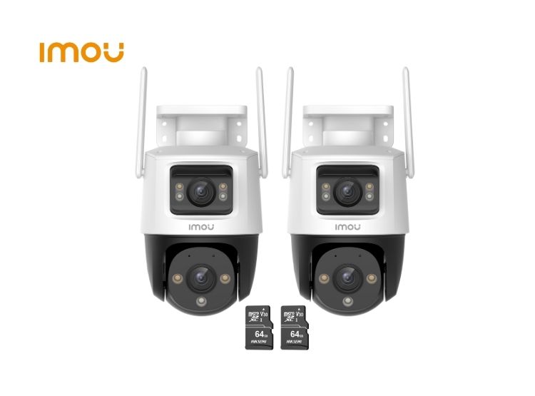 KIT DE 2 CÁMARA SEGURIDAD IMOU WI-FI CRUISER DUAL 3MP + 5MP + MICRO SD 64GB 360° NOCHE COLOR - 1