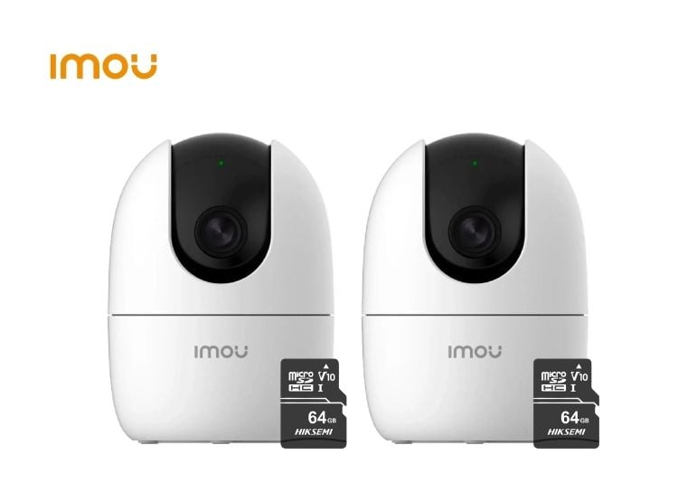 KIT DE 2 CÁMARA DE SEGURIDAD IMOU RANGER 2 3MP + MICRO SD 64GB INTERIOR 360° VISION NOCTURNA - 1