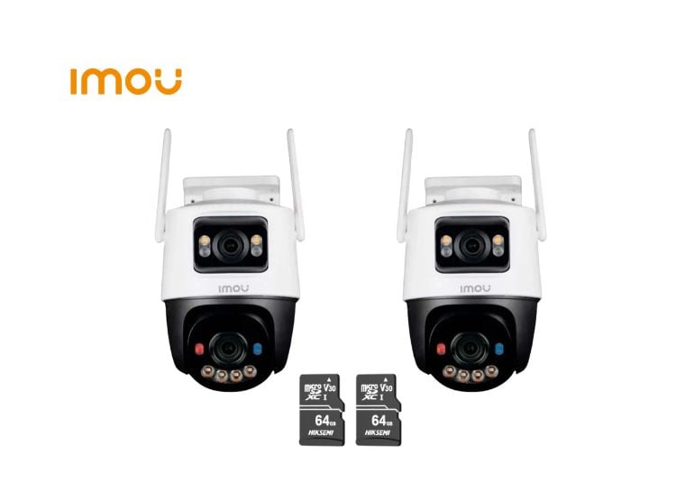 KIT DE 2 CÁMARA SEGURIDAD IMOU WI-FI CRUISER DUAL 5MP + 5MP + MICRO SD 64GB 360° NOCHE COLOR - 1