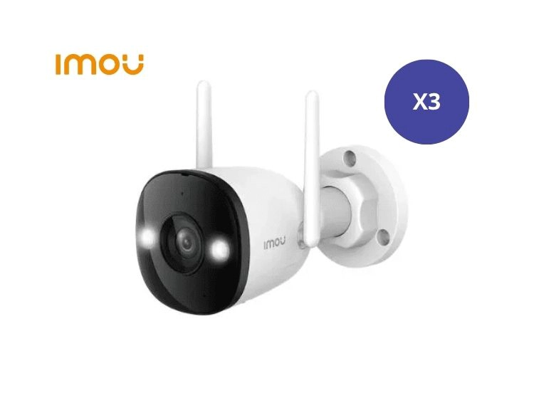 KIT DE 3 CÁMARA SEGURIDAD PARA EXTERIORES BULLET 3 2K 3MP FULL COLOR PT IP67 IMOU - 1