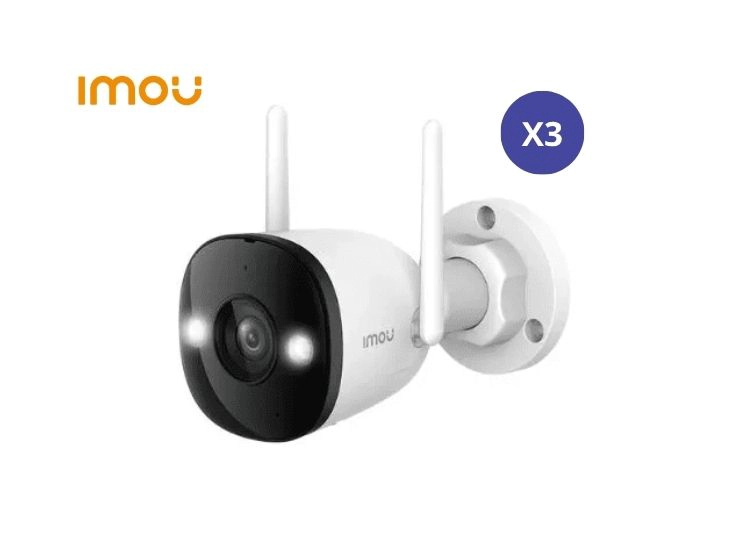 KIT DE 3 CÁMARA SEGURIDAD PARA EXTERIORES BULLET 3 3K 5MP FULL COLOR PT IP67 IMOU - 1