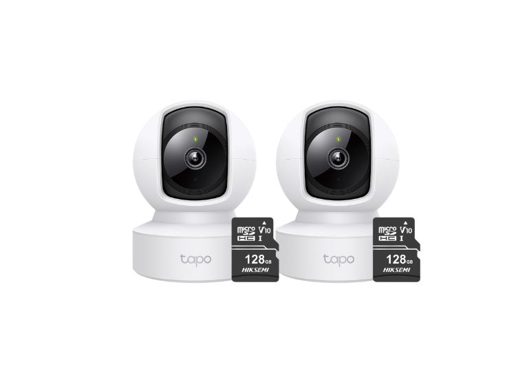 KIT DE 2 CÁMARAS DE SEGURIDAD INTERIOR TAPO C212 2K 3MP + MICRO SD 128GB PARA INTERIOR HOGAR/OFICINA - 1