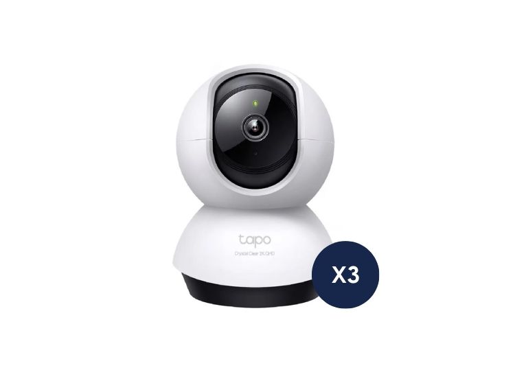 KIT DE 3 CÁMARAS DE SEGURIDAD INTERIOR TAPO C220 2K QHD 4MP PARA INTERIOR HOGAR/OFICINA - 1