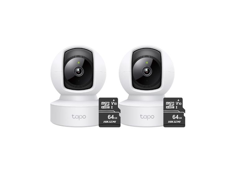 KIT DE 2 CÁMARAS DE SEGURIDAD INTERIOR TAPO C212 2K 3MP + MICRO SD 64GB PARA INTERIOR HOGAR/OFICINA - 1
