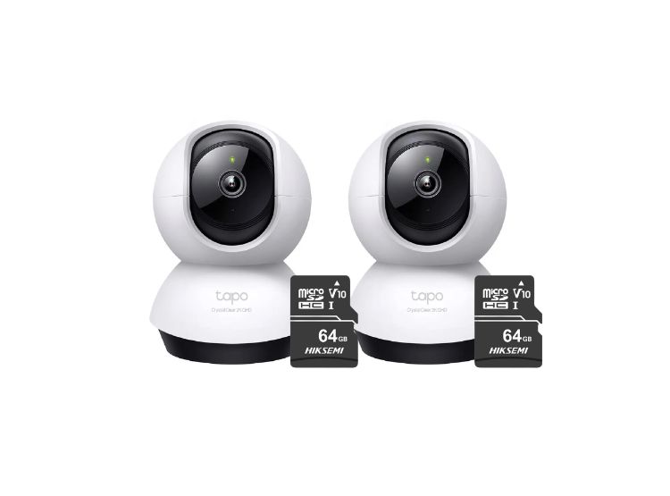 KIT DE 2 CÁMARAS DE SEGURIDAD INTERIOR TAPO C220 2K QHD + MICRO SD 64GB PARA INTERIOR HOGAR/OFICINA - 1