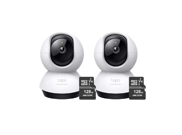 KIT DE 2 CÁMARAS DE SEGURIDAD INTERIOR TAPO C220 2K QHD + MICRO SD 128GB PARA INTERIOR HOGAR/OFICINA - 1