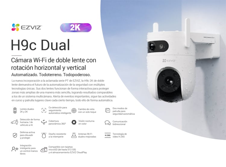 KIT DE 2 CÁMARA DE SEGURIDAD WIFI H9C 2K Y 2K PARA EXTERIORES EZVIZ - 3