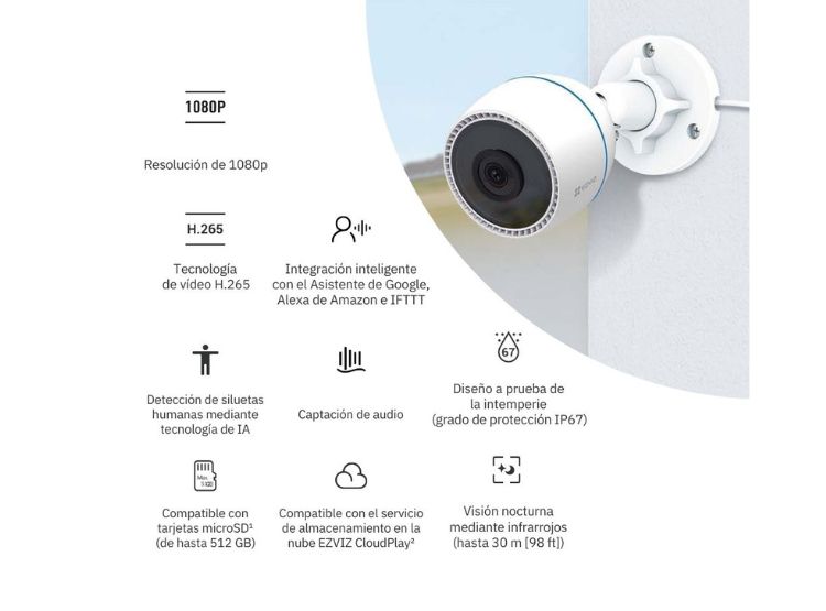 KIT DE 2 CÁMARA DE SEGURIDAD WIFI H3C FULL HD PARA EXTERIORES EZVIZ - 2