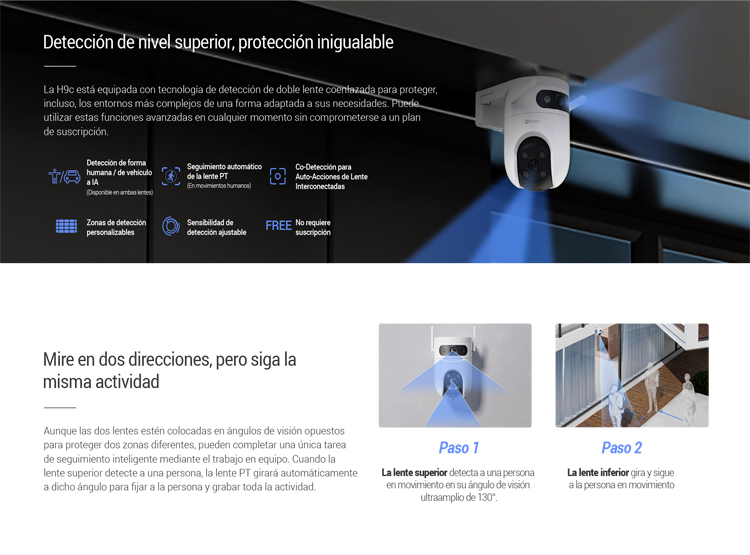 KIT DE 2 CÁMARA DE SEGURIDAD WIFI H9C 2K Y 2K  + MICRO SD 64GB PARA EXTERIORES EZVIZ - 5