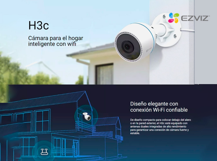 KIT DE 2 CÁMARA DE SEGURIDAD WIFI H3C 2K 3MP + MICRO SD 64GB PARA EXTERIORES EZVIZ - 4