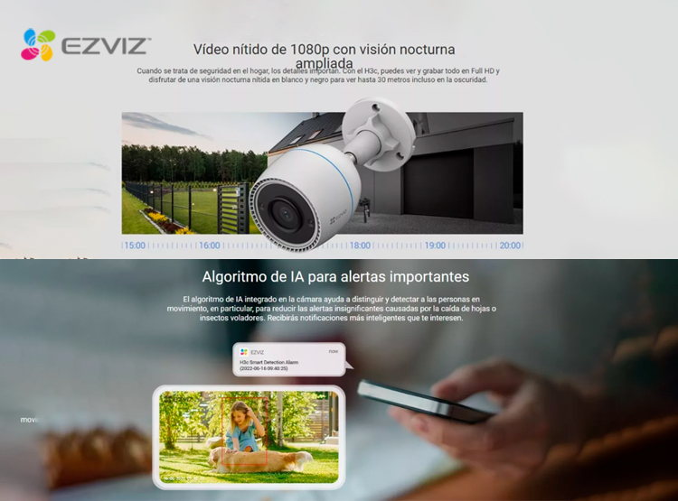 KIT DE 2 CÁMARA DE SEGURIDAD WIFI H3C 2K 3MP + MICRO SD 64GB PARA EXTERIORES EZVIZ - 5
