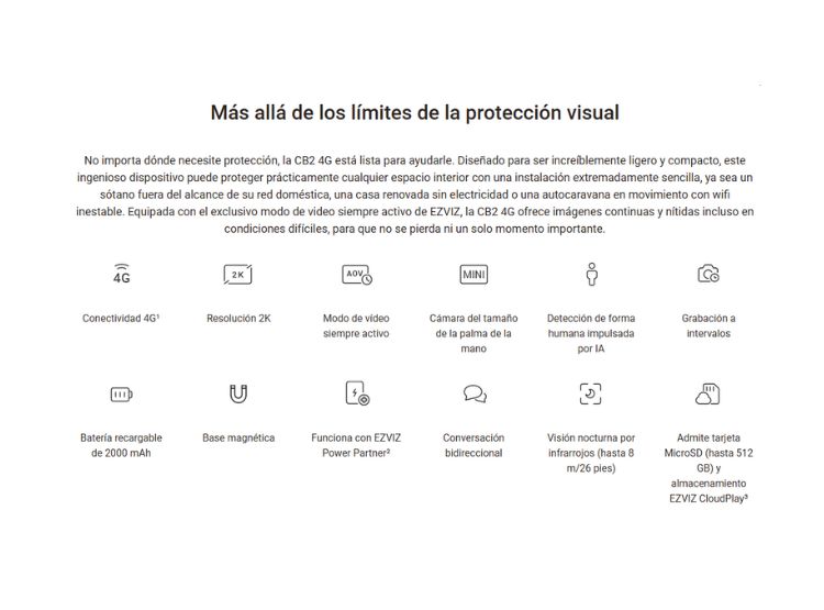 CÁMARA SEGURIDAD CB2 4G 2K BATERIA PARA INTERIOR CON DETECCION DE MOVIMIENTO EZVIZ - 3