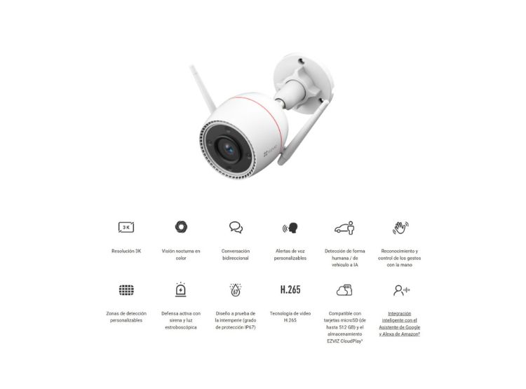 CÁMARA DE SEGURIDAD EZVIZ H3C 3K 5MP + MICRO SD 128GB WIFI PARA EXTERIORES EZVIZ - 2