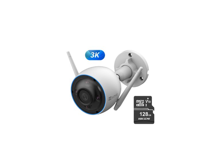 CÁMARA DE SEGURIDAD EZVIZ H3 3K + MICRO SD 128GB LENTE FIJO WIFI PARA EXTERIORES EZVIZ - 1