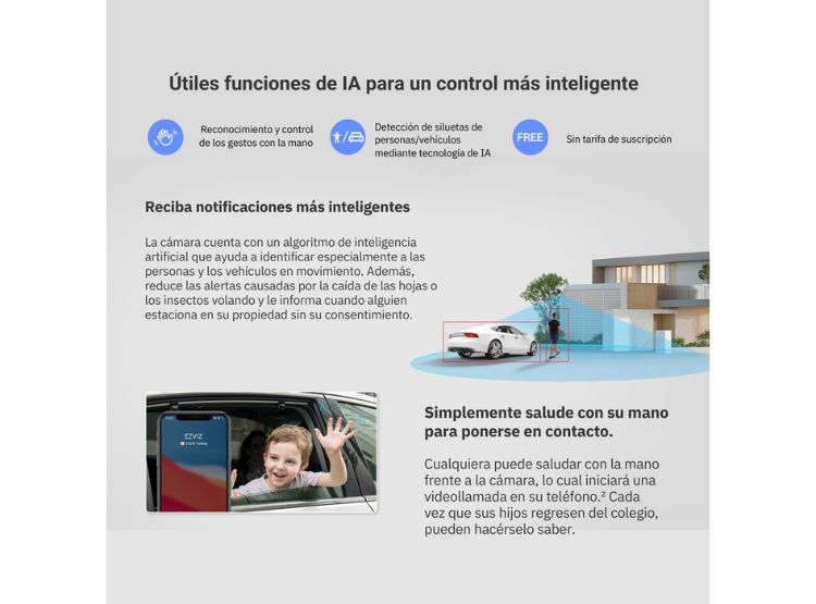 CÁMARA DE SEGURIDAD EZVIZ H3 3K + MICRO SD 128GB LENTE FIJO WIFI PARA EXTERIORES EZVIZ - 4