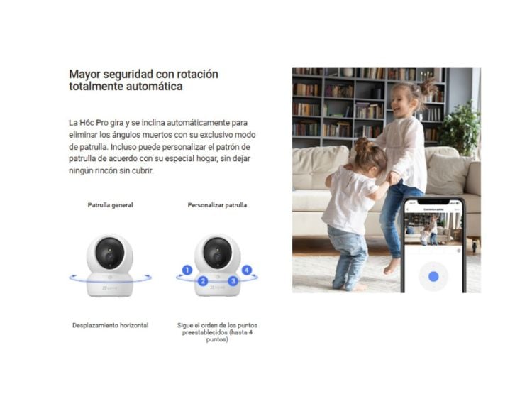 CÁMARA DE SEGURIDAD WIFI H6C 4K 8MP + MICRO SD 128GB PARA INTERIORES EZVIZ - 4