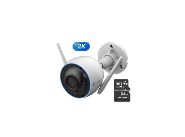CÁMARA DE SEGURIDAD EZVIZ H3 2K + MICRO SD64GB LENTE FIJO WIFI PARA EXTERIORES EZVIZ - 1