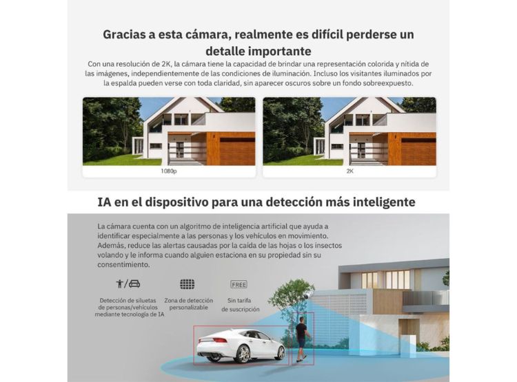CÁMARA DE SEGURIDAD EZVIZ H3 2K + MICRO SD64GB LENTE FIJO WIFI PARA EXTERIORES EZVIZ - 3