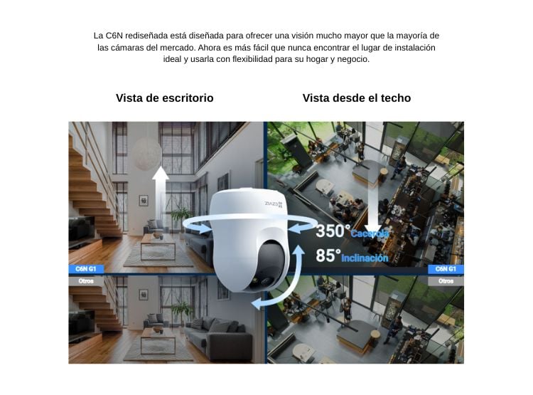 CÁMARA SEGURIDAD EZVIZ C6N G1 2K 3MP + MICRO SD 64GB WIFI USO INTERIOR 350° - 5