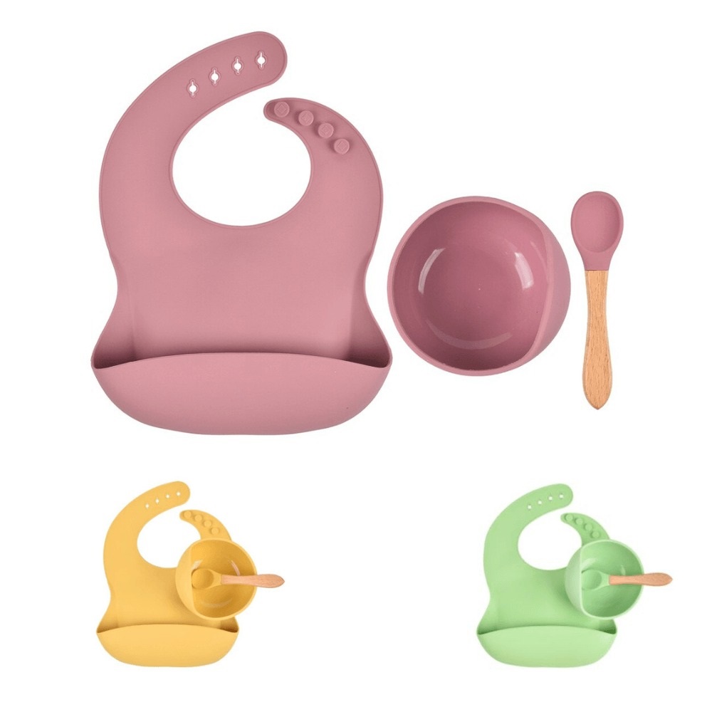 KIT DE BABERO DE SILICONA Y PLATO PARA NIÑO - 1