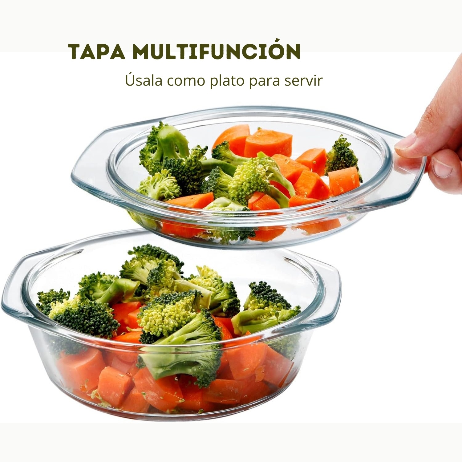 CASEROLA DE VIDRIO 3L CON TAPA - 2