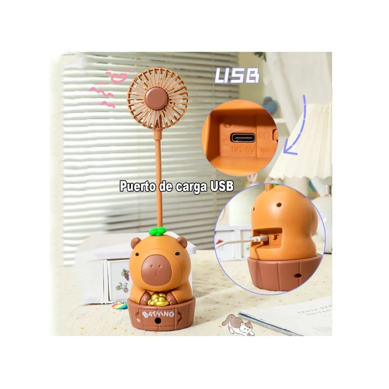 MINI VENTILADOR CAPIBARA CON TAJADOR INCLUIDO - 2