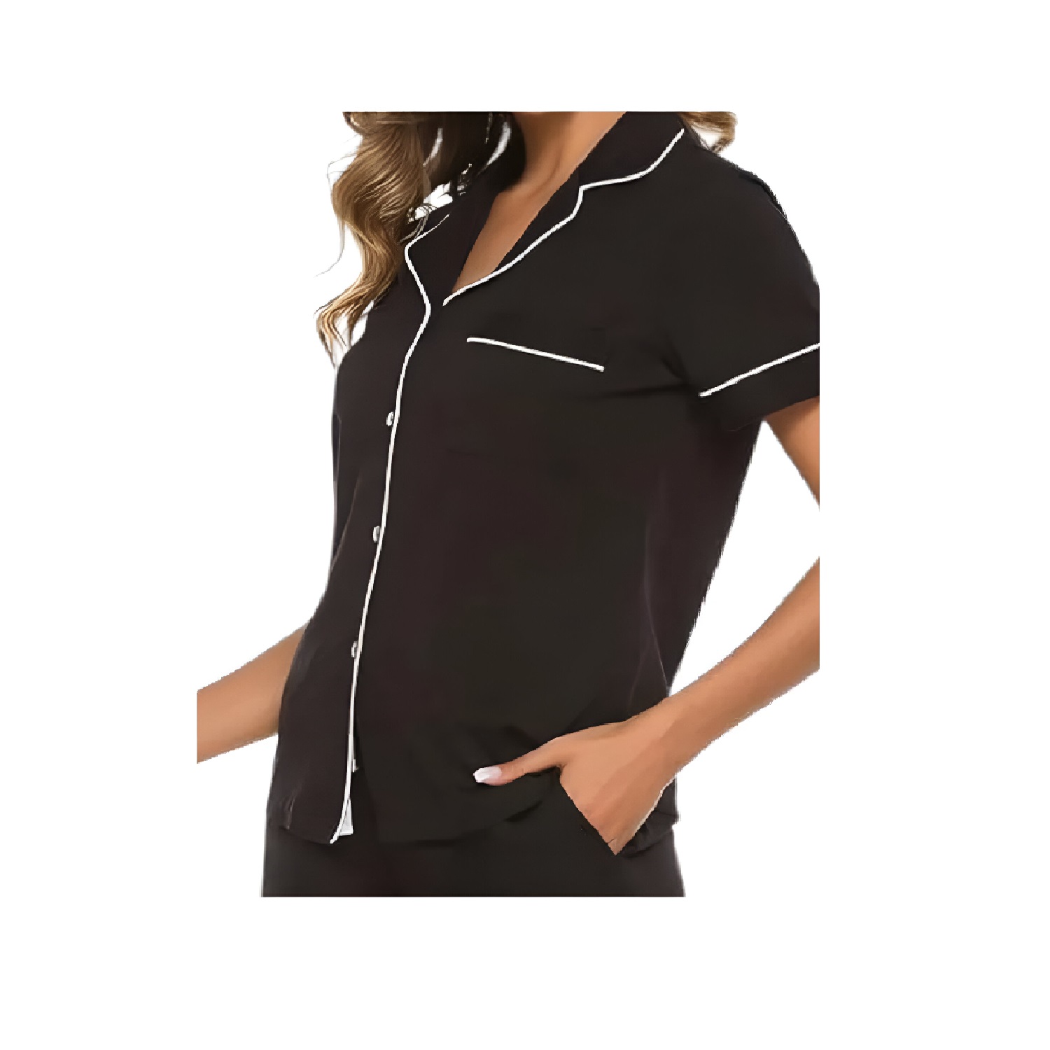 PIJAMA CAMISERO DAMA NEGRO - 2