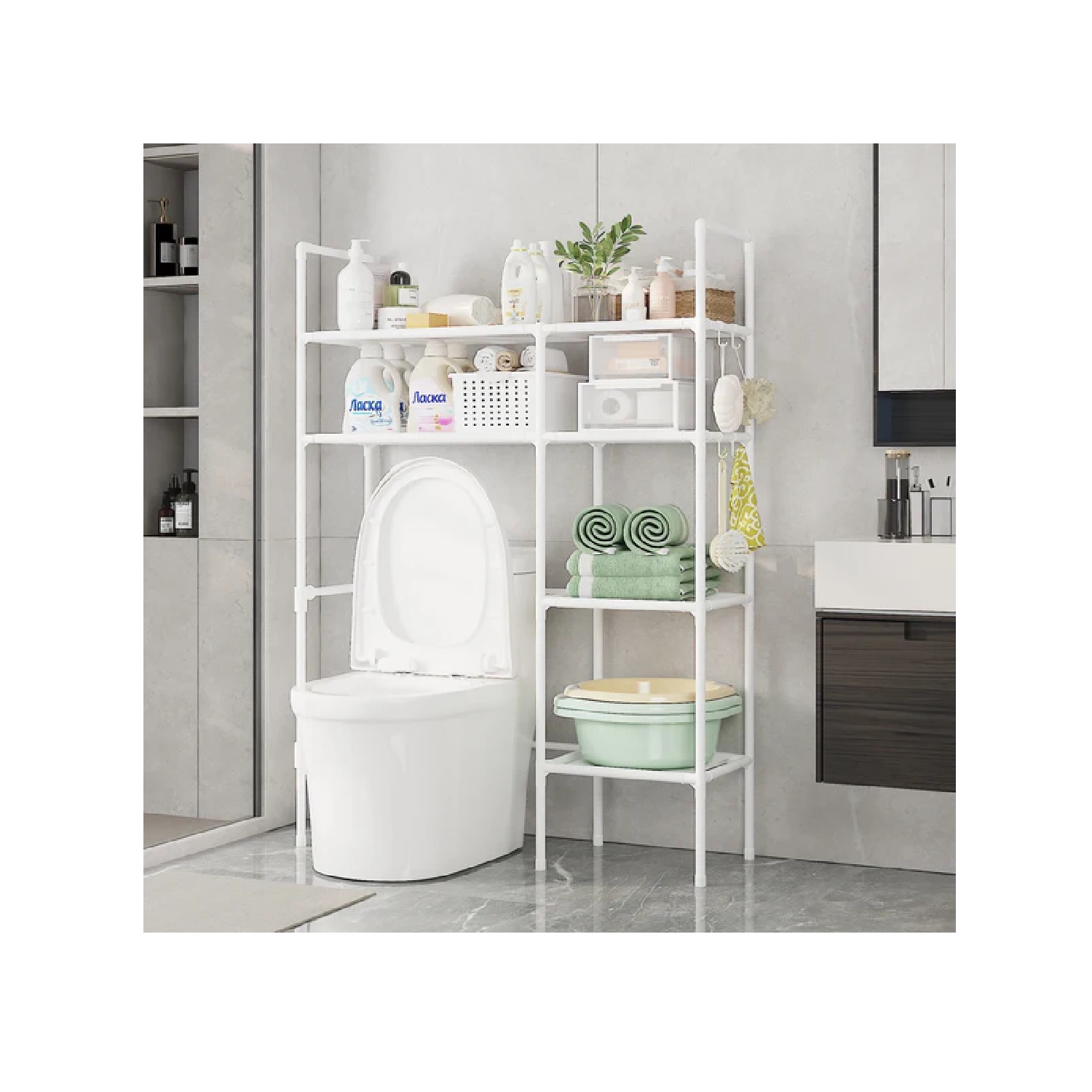 ORGANIZADOR DE BAÑO DE 2 PISOS COLOR BLANCO - 1