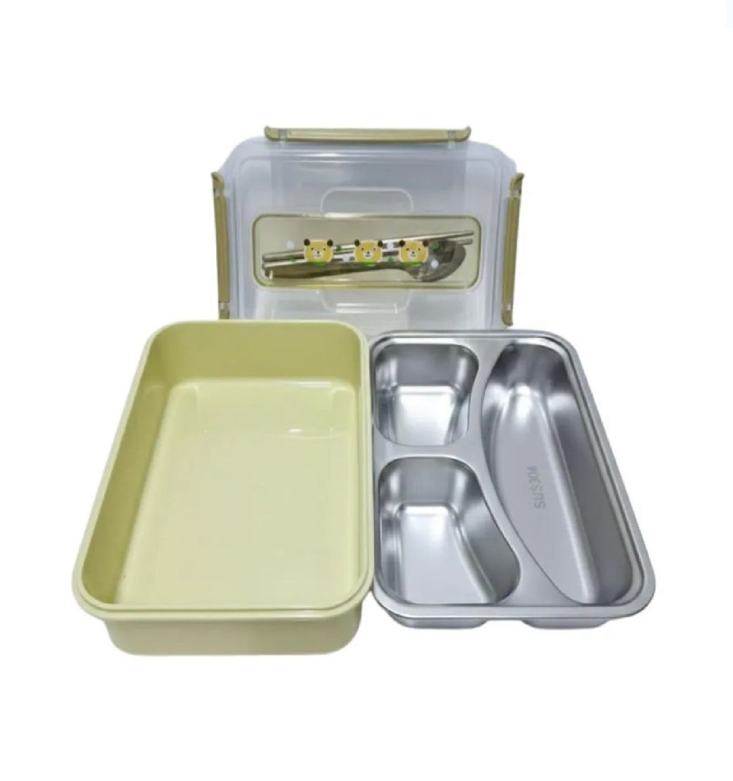 TÁPER CON 3 COMPARTIMIENTOS PARA ALMACENAR COMIDA DISEÑO KAWAII - 3