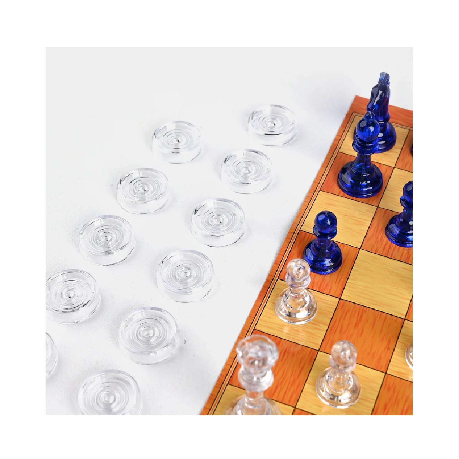 JUEGO DE AJEDREZ Y DAMAS 2 EN 1 DE CRISTAL CON TABLERO DE CARTÓN - 3