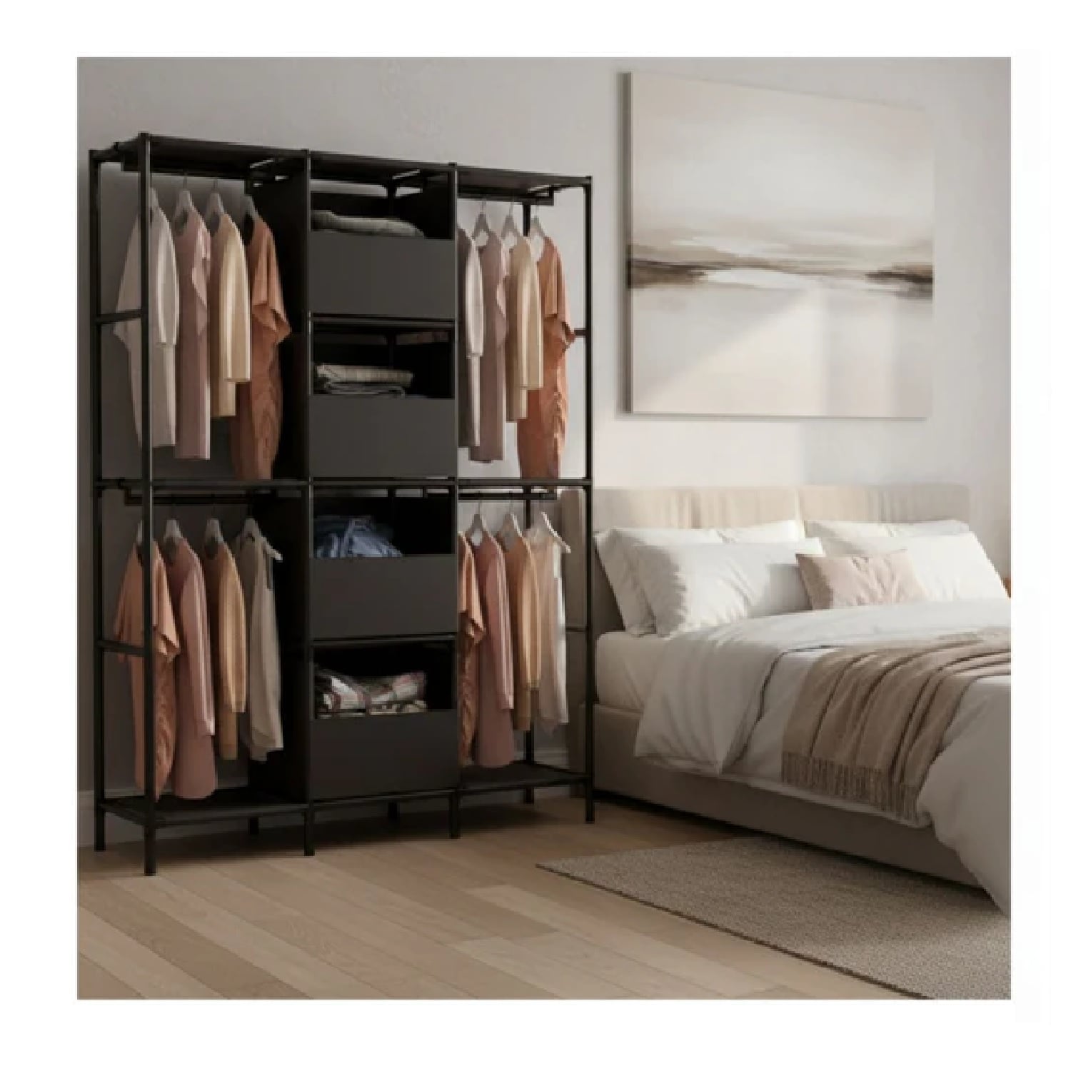ROPERO COLGADOR MULTIFUNCIONAL ORGANIZADOR DE ROPA 3 CUERPOS NEGRO - 1