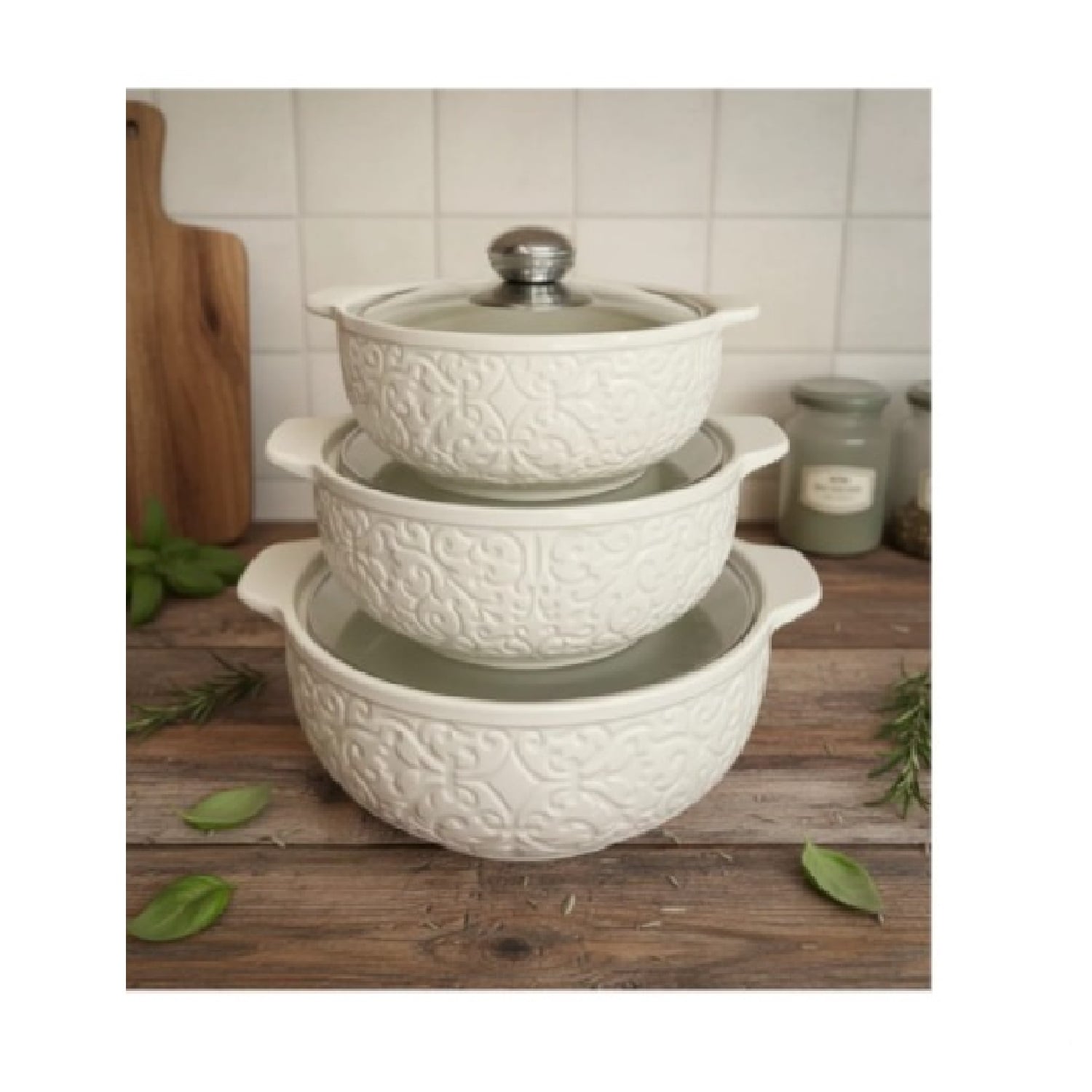 JUEGO DE OLLAS DE CERÁMICA 6 PIEZAS – SET DE COCINA RESISTENTE Y FUNCIONAL - 1