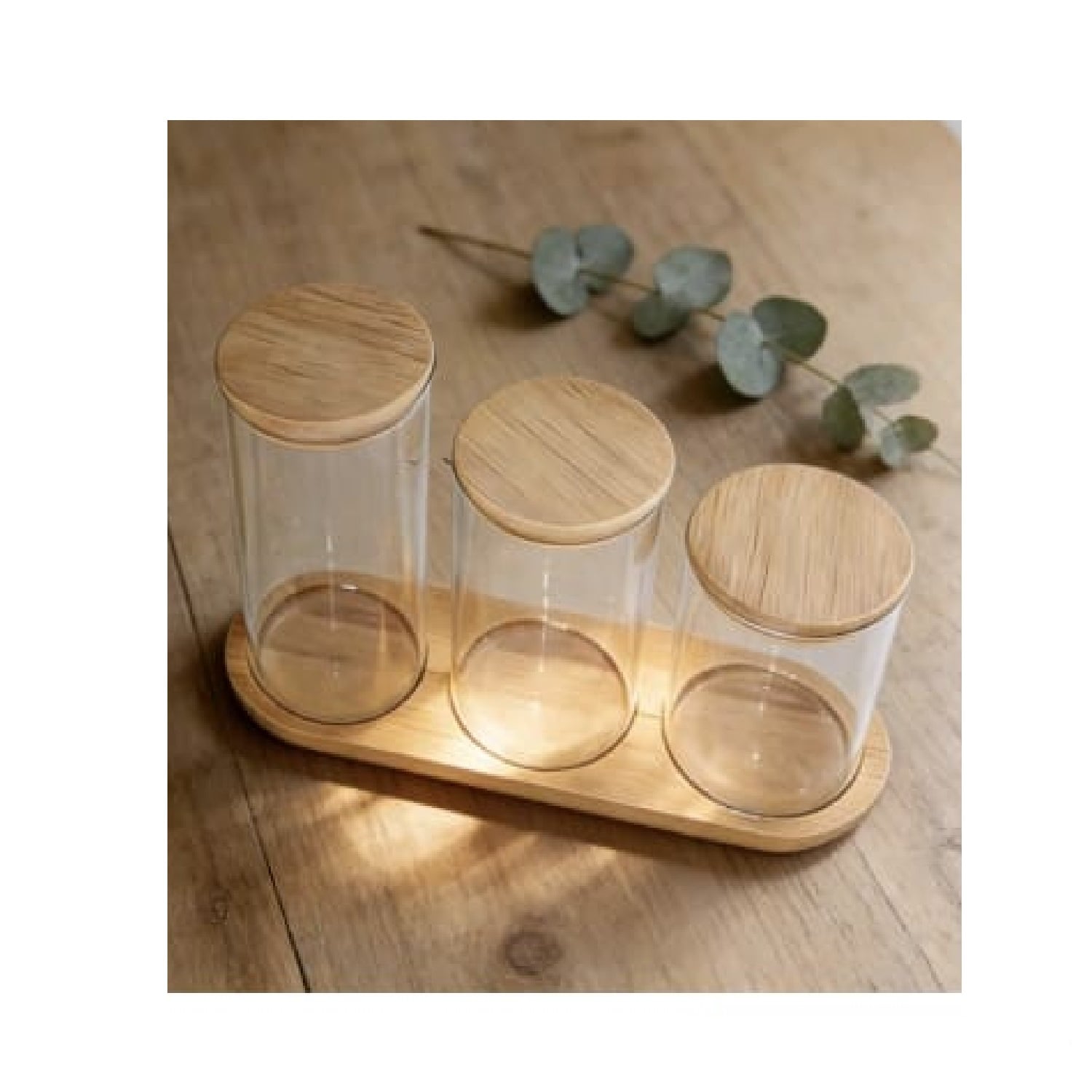 FRASCO DE BOROSILICATO HERMÉTICO CON TAPA DE BAMBÚ - 3
