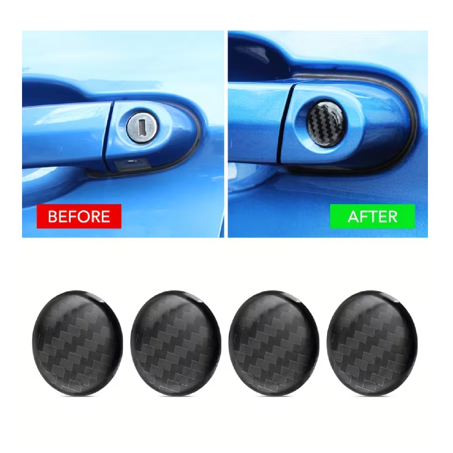 JUEGO DE 6 PEGATINAS PROTECTORAS DE 20 MM PARA AGUJERO DE LLAVE DE PUERTA DE COCHE NEGRO TM - 3