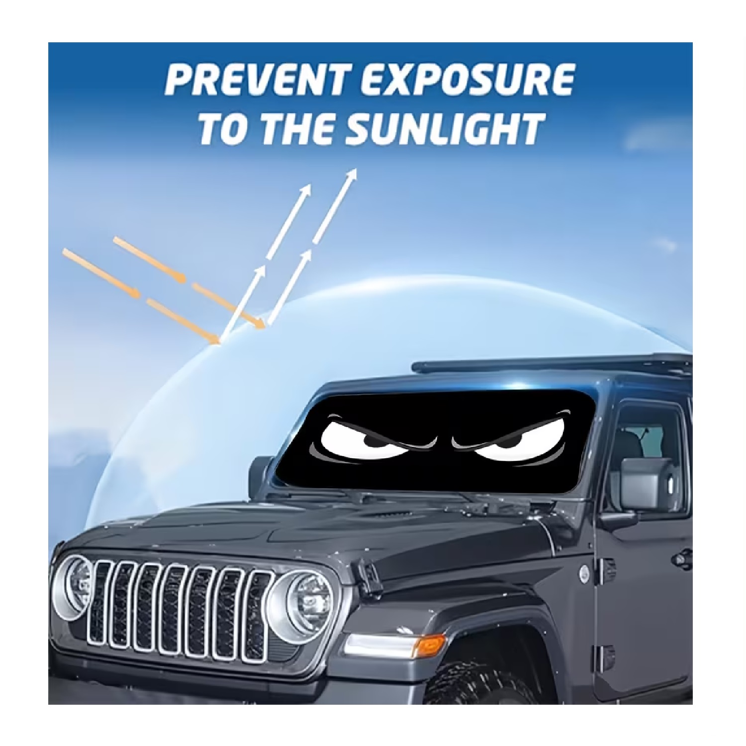 PARAGUAS DE SOL PARA COCHE NEGRO CON DISEÑO DE OJOS ENFADADOS TM - 3