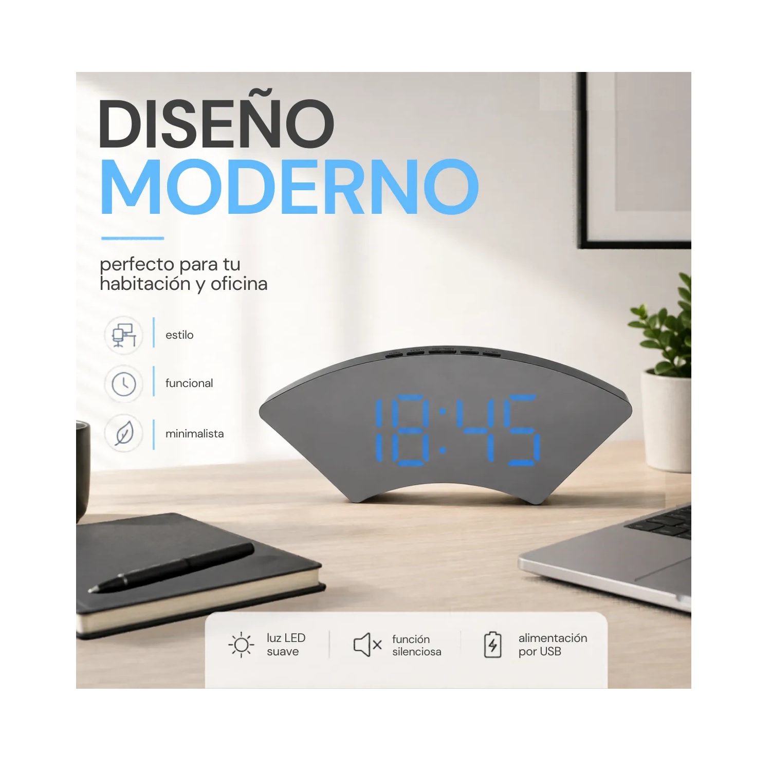 RELOJ DIGITAL MINIMALISTA DE LUJO PARA MESA - 3