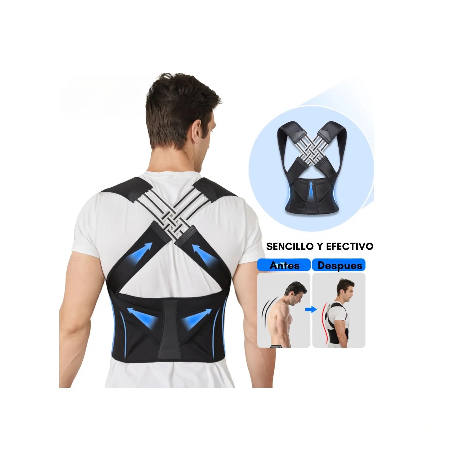 FAJA CORRECTOR DE POSTURA PARA ESPALDA UNISEX CON AJUSTE REGULABLE - 1